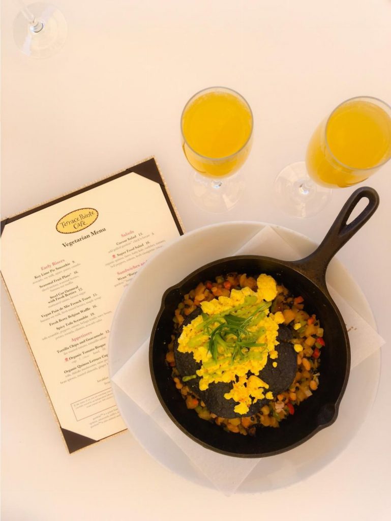 Terrace Pointe Cafe inside Wynn Las Vegas, offers a variety of vegan options for breakfast and lunch. Our favorite is the tofu scramble. And bottomless mimosas for $22. For more vegan dining options in Las Vegas, visit www.vegansbaby.com/vegansbaby2018